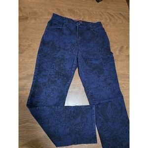 Gloria Vanderbilt Amanda High Rise Paisley Straight Leg Jeans Blue Black Size 10